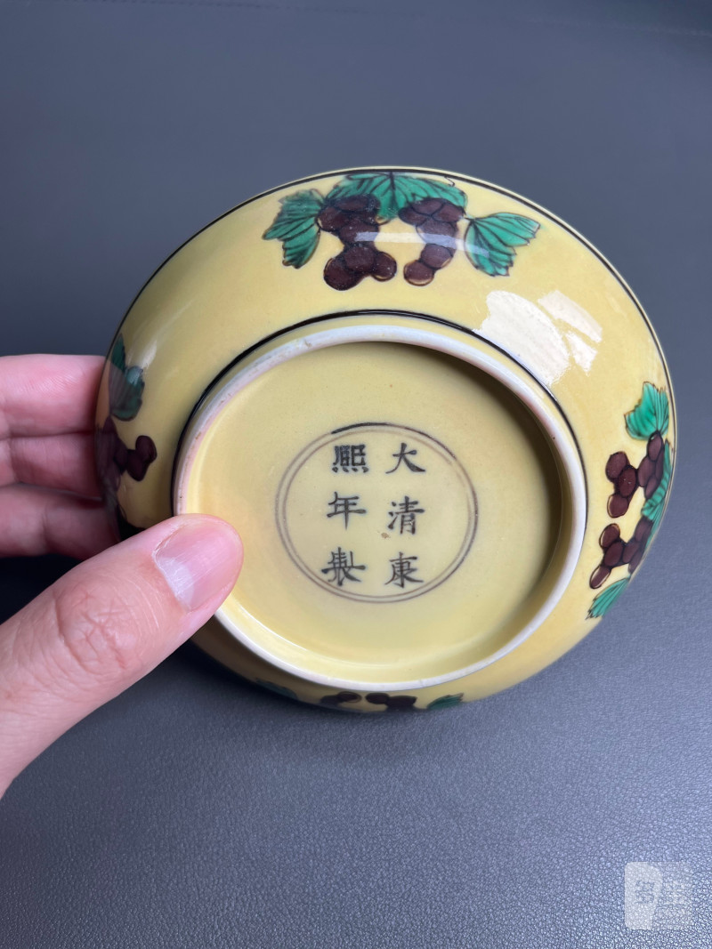 清康熙  素三彩双龙盘 - 图10